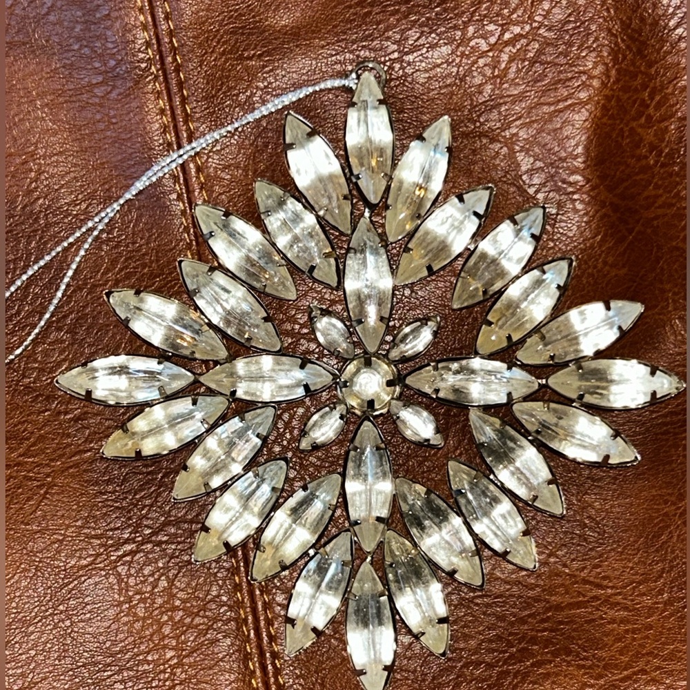 Rhinestone Starburst Vintage Silver Toned Large Mandala